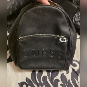 Guess Black Embossed Logo Backpack